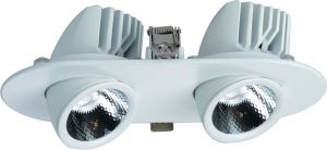 Встраиваемый светильник светодиодный поворотный CARDANI белый LED 2*12W 220V 2000Lm 3000K арт.A1212PL-2WH ― интернет-магазин Свет Вокруг