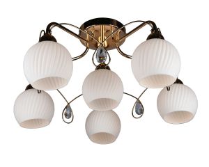Потолочная люстра OML-319 золото/белый/хрусталь E14 6*60W 220V арт.OML-31907-06 ― интернет-магазин Свет Вокруг