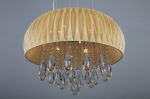 Подвесная люстра со светодиодами OML-607 хром/бежевый/хрусталь G4 9*20W+LED 3*2W 220V арт.OML-60703-12